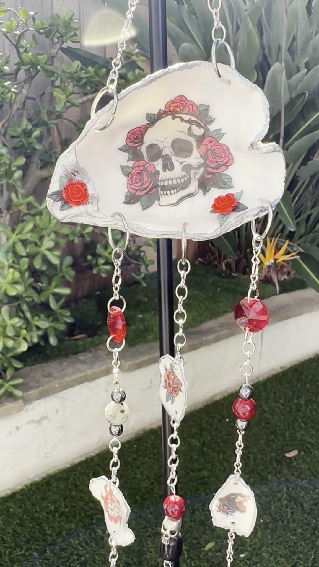 Red Rose Skull Suncatcher